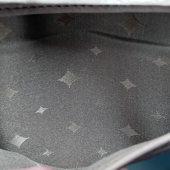 Fossil-Sydney -Striped Patchwork Clutch/Wallet /Fold-over Flap-Tan Taupe Leather - Picture 6 of 14